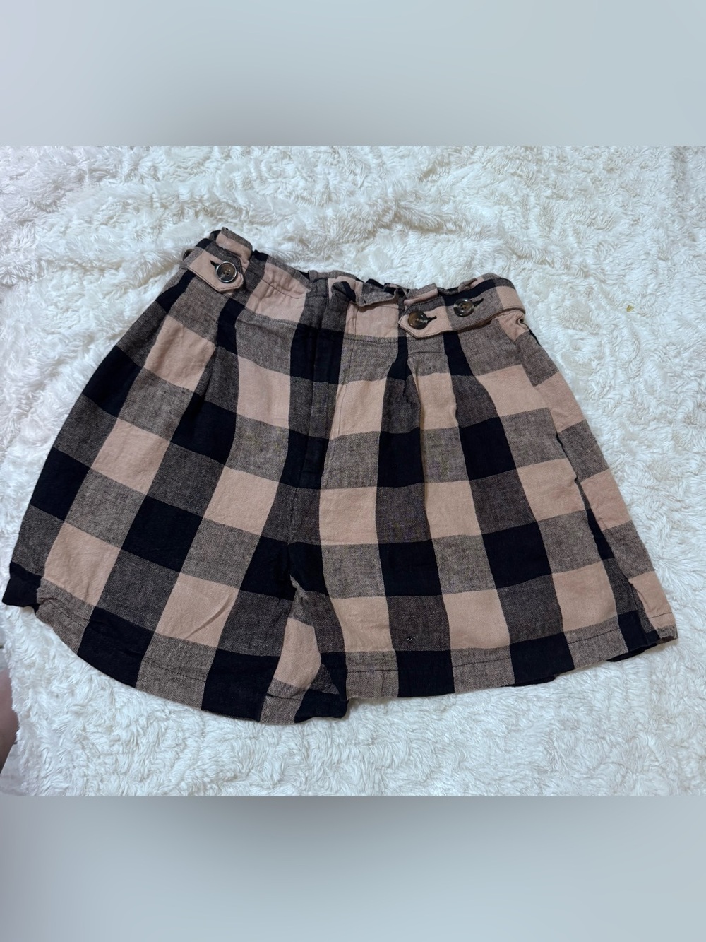 Who What Wear Black & Tan Checked High-Waist Shorts - Picture 3 of 8